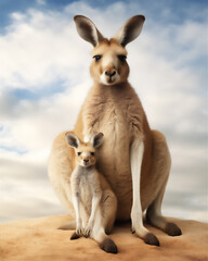 Kangaroo family isolated on white