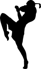 The Muay Thai Silhouette for martial arts or sport concept..