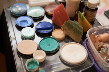 Colorful Artistic Makeup Set: Creative Stains and Expressive Tools