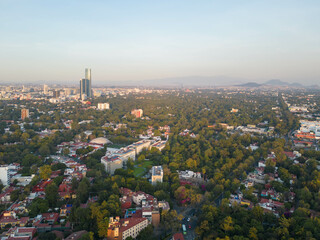 Aerial images of the southern zone in Coyoacán in Mexico City