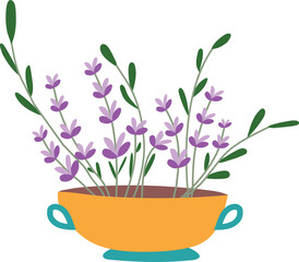 Lavender in cup illustration