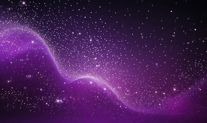 Futuristic digital  purple flowing particles wave and light abstract horizontal background. A Generative AI Digital Illustration.