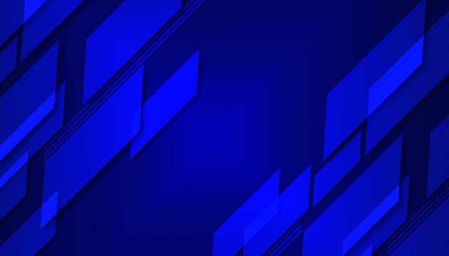 dark blue geometric shapes, gradients, overlapping parallelograms and shadows with glowing lines. dark blue background. copy space