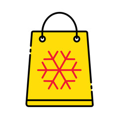 Shopping Bag Yellow Icon Vector Illustration Isolated on White Background. Use for Xmas, Decoration, Greeting Card Etc.