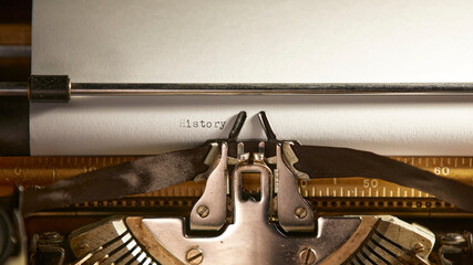 English vocabulary written on an old typewriter.
