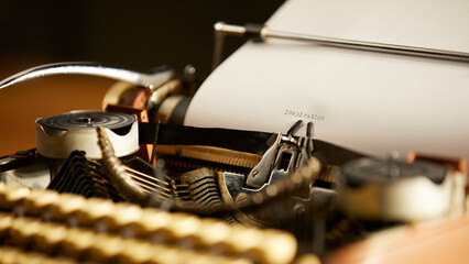 English vocabulary written on an old typewriter.