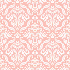 Classic seamless vector pattern. Damask orient ornament. Classic vintage background. Orient pink pattern for fabric, wallpapers and packaging
