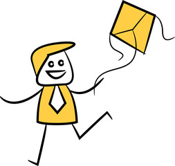 Doodle Businessman Playing Kite Illustration
