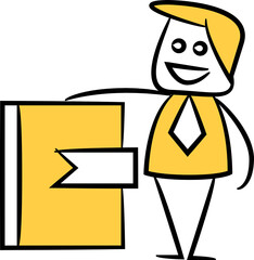 Doodle Businessman and Notebook
