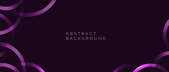 Glowing purple circles background. Abstract neon round pattern design. Dark scarlet geometric curved lines for cover, poster, banner, brochure, flyer, booklet, presentation, card. Vector wallpaper - obrazy, fototapety, plakaty