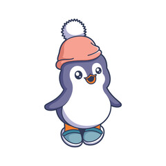 Cute Penguin Character Design Illustration