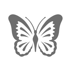 Butterfly vector icon. Simple black tattoo or logo symbol.