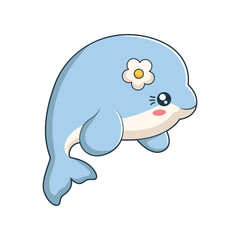 Cute Whale Character Design Illustration