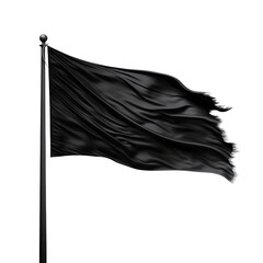 black flag wavy isolated on transparent background,transparency 