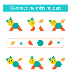 Task for the development of attention and logic. Cartoon animal.