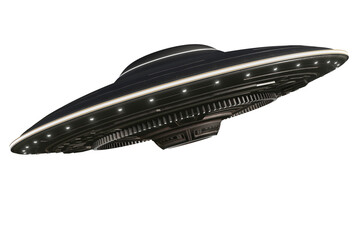 Unidentified flying object on the transparent background, 3d render