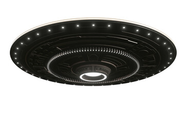 Unidentified flying object on the transparent background, 3d render © Totomonk