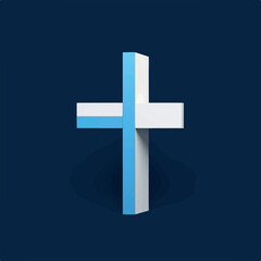 Obraz premium Illustration of blue and white minimalist cross