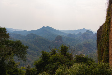 Beautiful mountain landscape of Wuyishan from Da Wang peak in Fujian, China