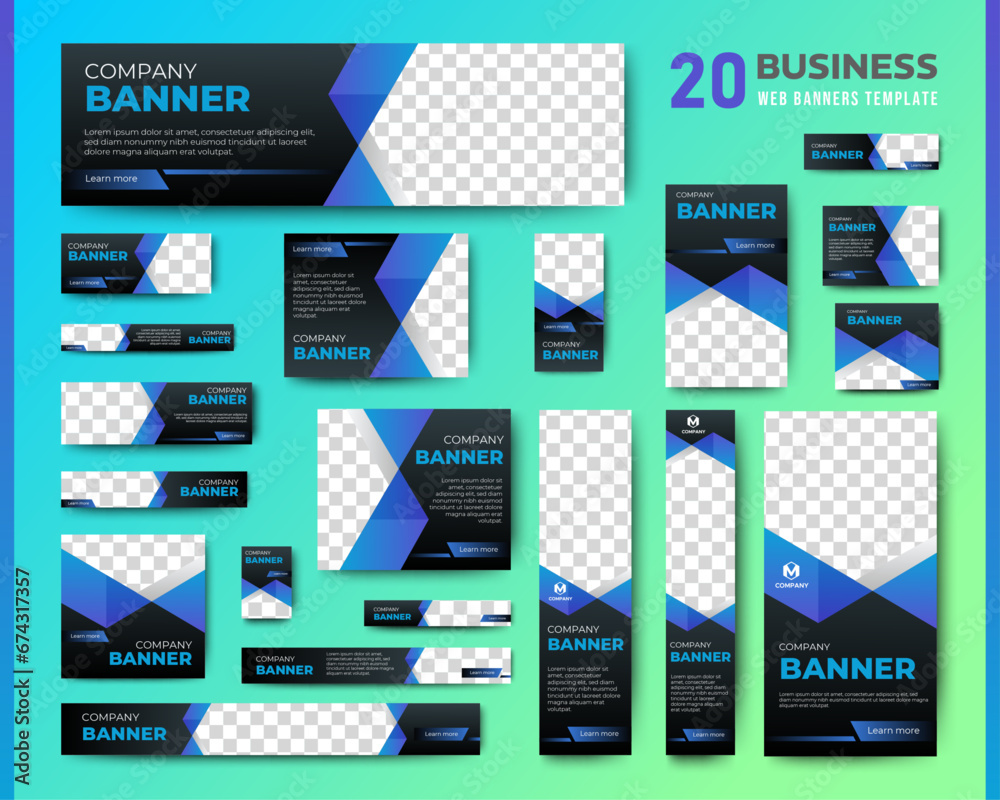 Wall mural set of promotion kit banner template design with modern and minimalist concept user for web page, ad