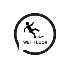 wet floor sign on white background	