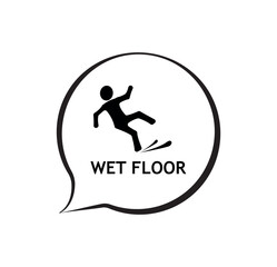 wet floor sign on white background	