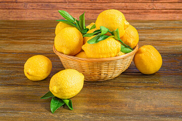 Wicker basket filled with lemons