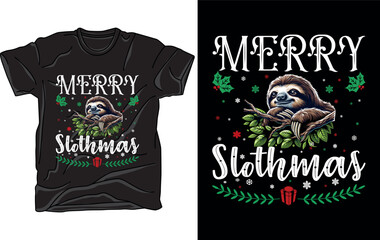Merry Slothmas, Funny Christmas shirt design