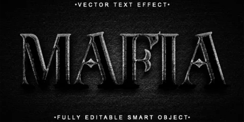 Foto op Aluminium Dark Black Gangster Mafia Vector Fully Editable Smart Object Text Effect © HUMA