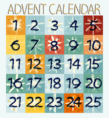 advent calendar with snowflakes vector illustration