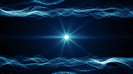 Particles bokeh abstract blue event game trailer titles cinematic openers digital technology concert background