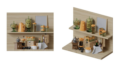 Fototapeta premium isolated of ktchen utensils, jar, and coffe grinder