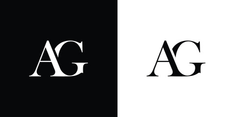 Letter AG design logo logotype concept with serif font and elegant style. Vector illustration icon with letters A and G. - obrazy, fototapety, plakaty