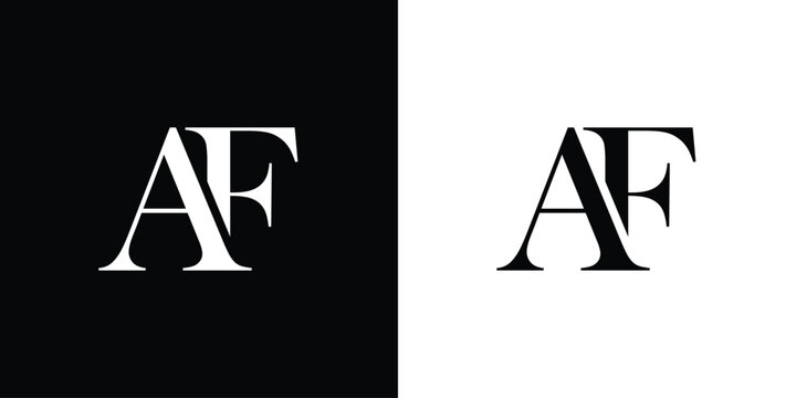 Letter AF design logo logotype concept with serif font and elegant style. Vector illustration icon with letters A and f.