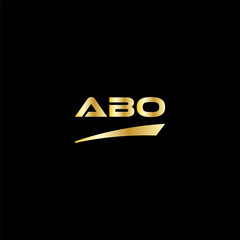 ABO initial letter logo on black background with gold color. modern font, minimal, 3 letter logo, clean, EPS file for website, business, corporate company. ABO modern logo template in Illustrator.