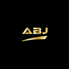 ABJ initial letter logo on black background with gold color. modern font, minimal, 3 letter logo, clean, EPS file for website, business, corporate company. ABJ modern logo templet in Illustrator.