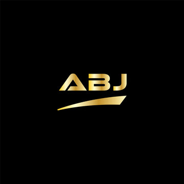 ABJ initial letter logo on black background with gold color. modern font, minimal, 3 letter logo, clean, EPS file for website, business, corporate company. ABJ modern logo templet in Illustrator.