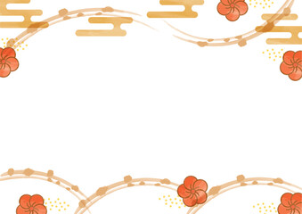 綺麗なお正月の和風フレーム横01