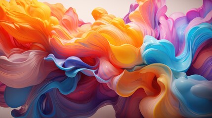 3 d illustration background with multi-colored paints. Colors flow in waves - obrazy, fototapety, plakaty