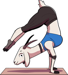 Cartoon female goat do yoga