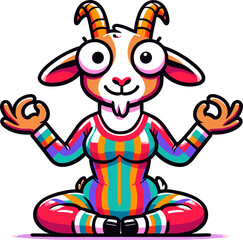 Cartoon female goat do yoga