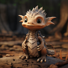 Cute Baby Dragon Character - obrazy, fototapety, plakaty