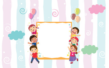 kids celebrating, balloons, celebration writing board, christmas, holiday, joy, childlike, kids, education