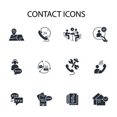 contact icon set.vector.Editable stroke.linear style sign for use web design,logo.Symbol illustration.