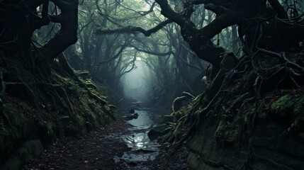 Fototapeta premium Mystical, Spine-chilling Forest of Unknown Secrets