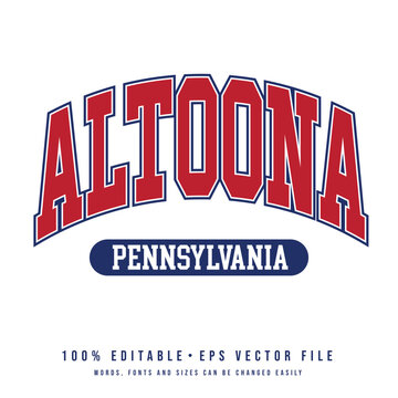 Altoona text effect vector. Editable college t-shirt design printable text effect vector	
