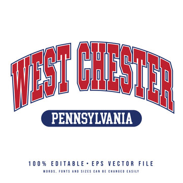 West Chester text effect vector. Editable college t-shirt design printable text effect vector	