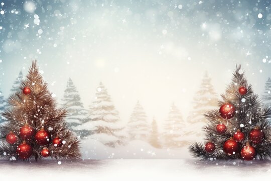 Mock up watercolor Christmas background with empty space for text by Generative AI
