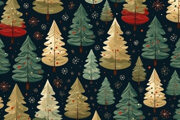 Christmas themed seamless pattern with icons. Generative AI