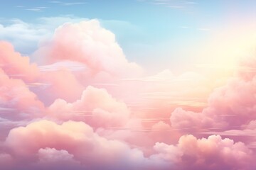 Fototapeta na wymiar Soft pastel pink clouds, fairytale sky illustration